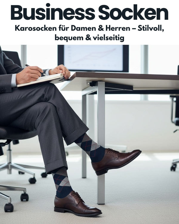 6 Paar Socken Kariert Herren Damen Karo Business-Socken Rautemmuster Baumwolle Komfortbund