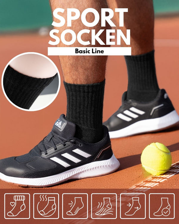 10 Paar Sportsocken Tennissocken Herren Damen Atmungsaktive Crew Socken Baumwolle