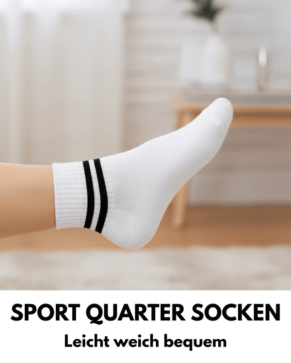 10 Paar kurze Sportsocken Herren Weiß 47-50 Quarter Tennissocken Atmungsaktive Baumwolle