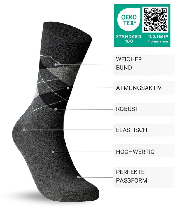 6 Paar Socken Kariert Herren Damen Karo Business-Socken Rautemmuster Baumwolle Komfortbund