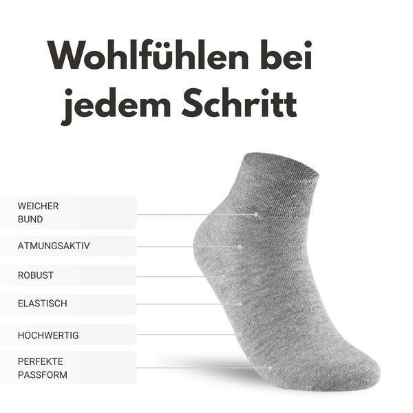 Quarter Diabetiker Socken mit Komfortbund