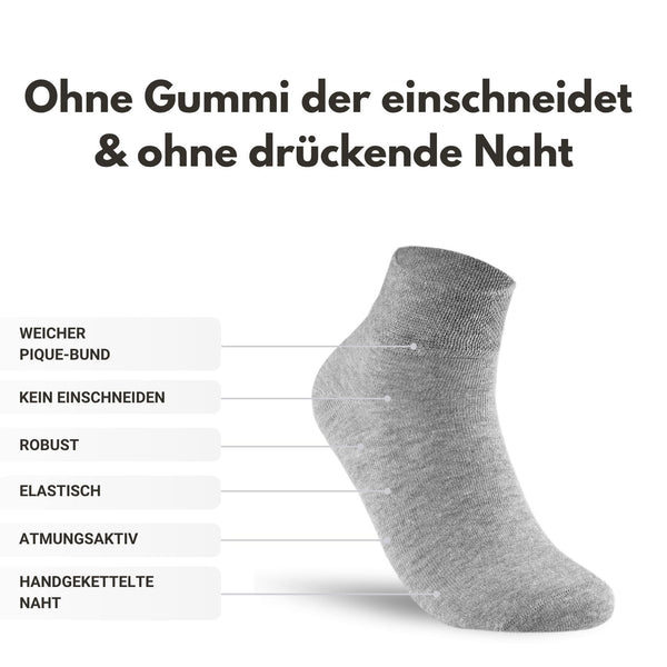Quarter Diabetiker Socken mit Komfortbund