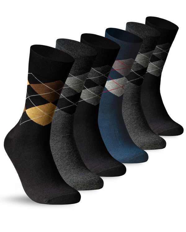 6 Paar Socken Kariert Herren Damen Karo Business-Socken Rautemmuster Baumwolle Komfortbund