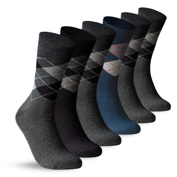 6 Paar Socken Kariert Herren Damen Karo Business-Socken Rautemmuster Baumwolle Komfortbund