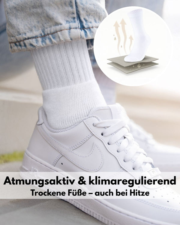 10 Paar Sportsocken Tennissocken Herren Damen Atmungsaktive Crew Socken Baumwolle
