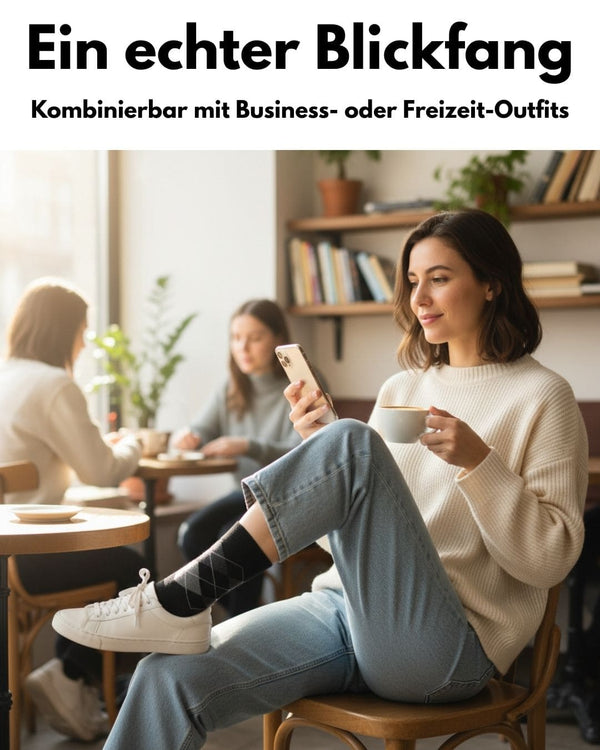 6 Paar Socken Kariert Herren Damen Karo Business-Socken Rautemmuster Baumwolle Komfortbund