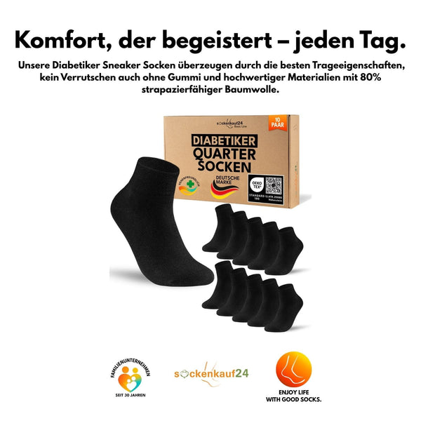 Quarter Diabetiker Socken mit Komfortbund