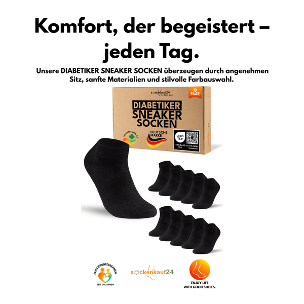 Sneaker Diabetiker Socken mit Komfortbund