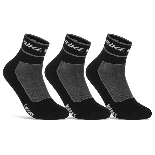 3 Paar Atmungsaktive Quarter Coolmax Fahrrad-Socken für Herren & Damen (50302P)