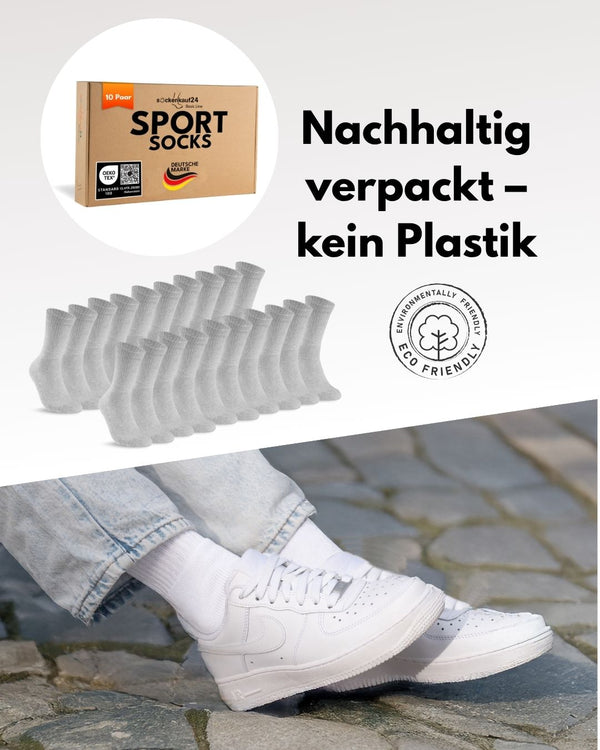 10 Paar Sportsocken Tennissocken Herren Damen Atmungsaktive Crew Socken Baumwolle