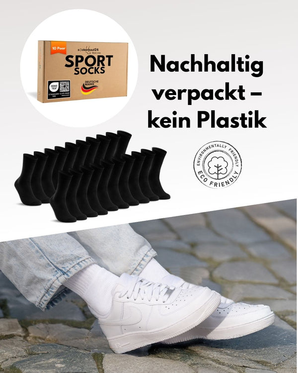 10 Paar Sportsocken Tennissocken Herren Damen Atmungsaktive Crew Socken Baumwolle