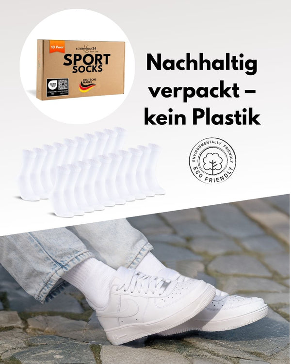 10 Paar Sportsocken Tennissocken Herren Damen Atmungsaktive Crew Socken Baumwolle