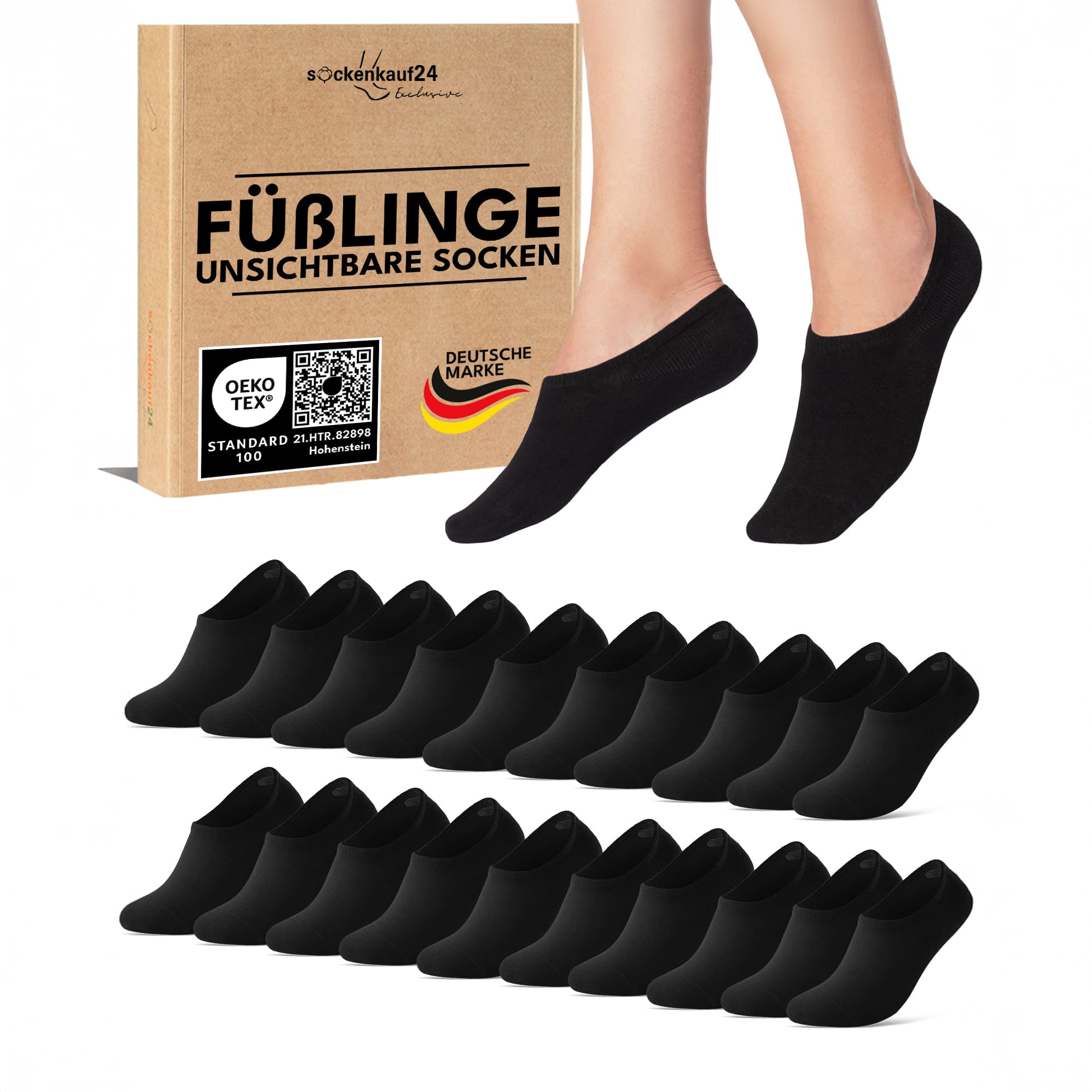 Exclusive unsichtbare Füßlinge mit Silikonpad