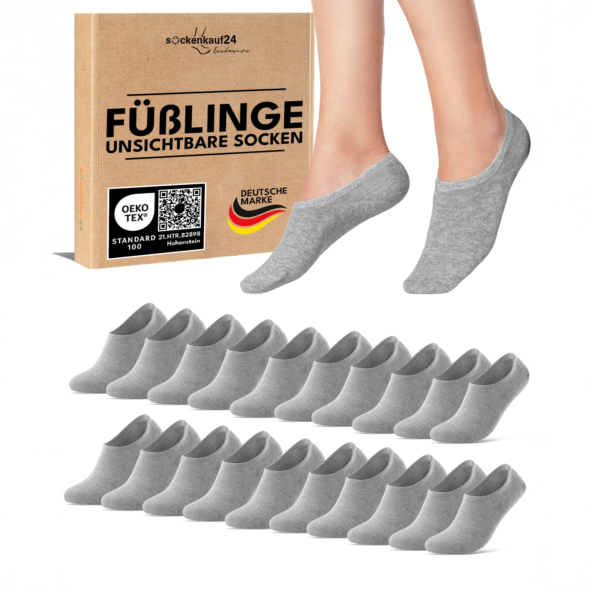 Exclusive unsichtbare Füßlinge mit Silikonpad