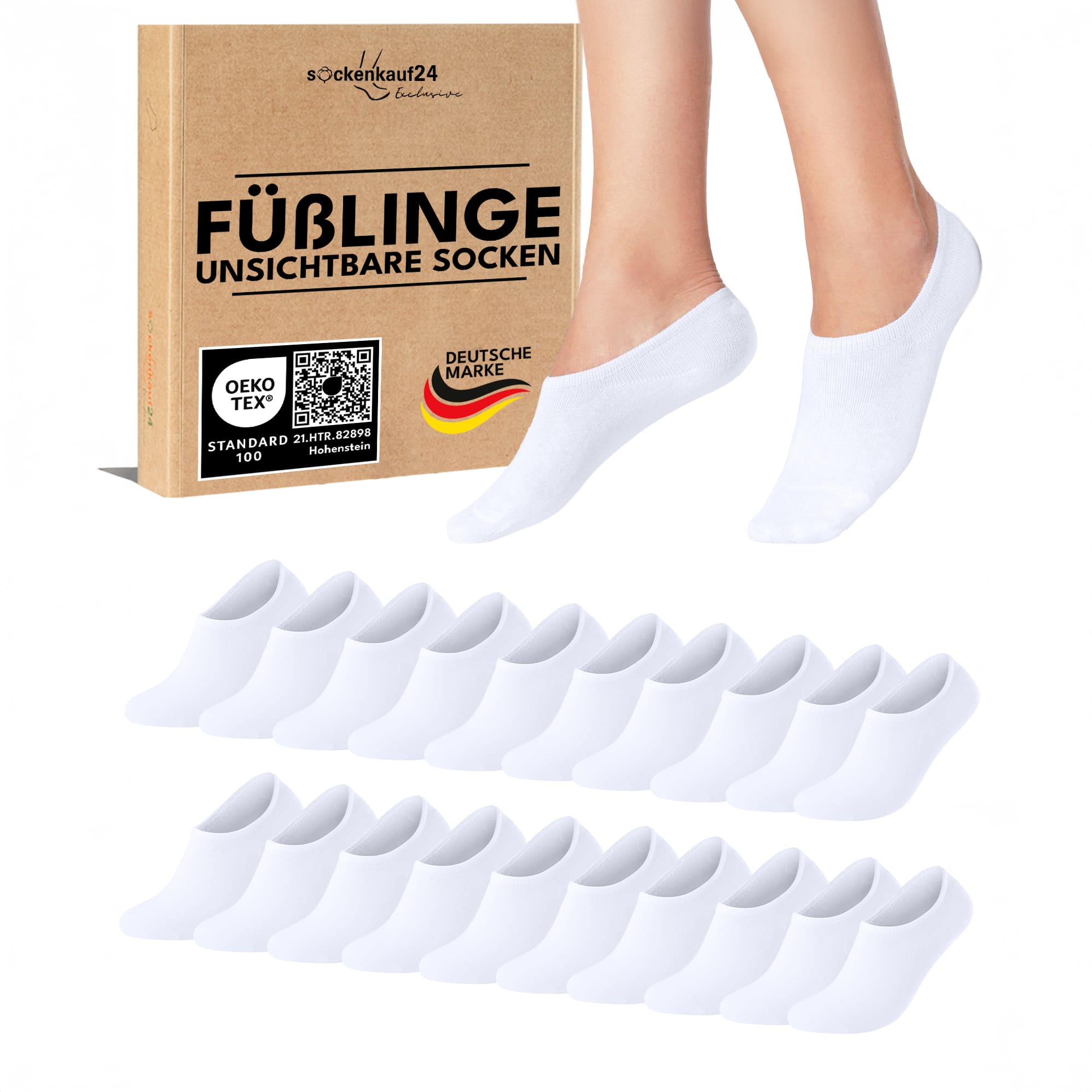 Exclusive unsichtbare Füßlinge mit Silikonpad