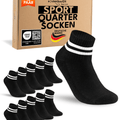 10 Paar kurze Sportsocken Herren Weiß 47-50 Quarter Tennissocken Atmungsaktive Baumwolle