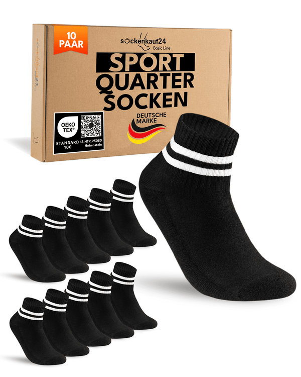 10 Paar kurze Sportsocken Herren Weiß 47-50 Quarter Tennissocken Atmungsaktive Baumwolle