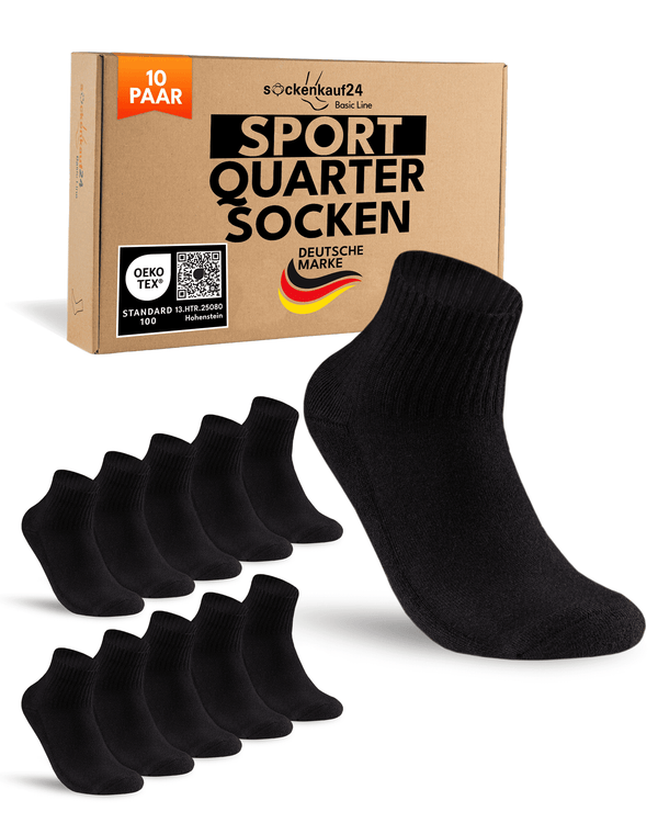 10 Paar kurze Sportsocken Herren Weiß 47-50 Quarter Tennissocken Atmungsaktive Baumwolle