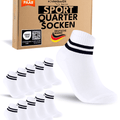 10 Paar kurze Sportsocken Herren Weiß 47-50 Quarter Tennissocken Atmungsaktive Baumwolle
