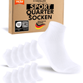10 Paar kurze Sportsocken Herren Weiß 47-50 Quarter Tennissocken Atmungsaktive Baumwolle