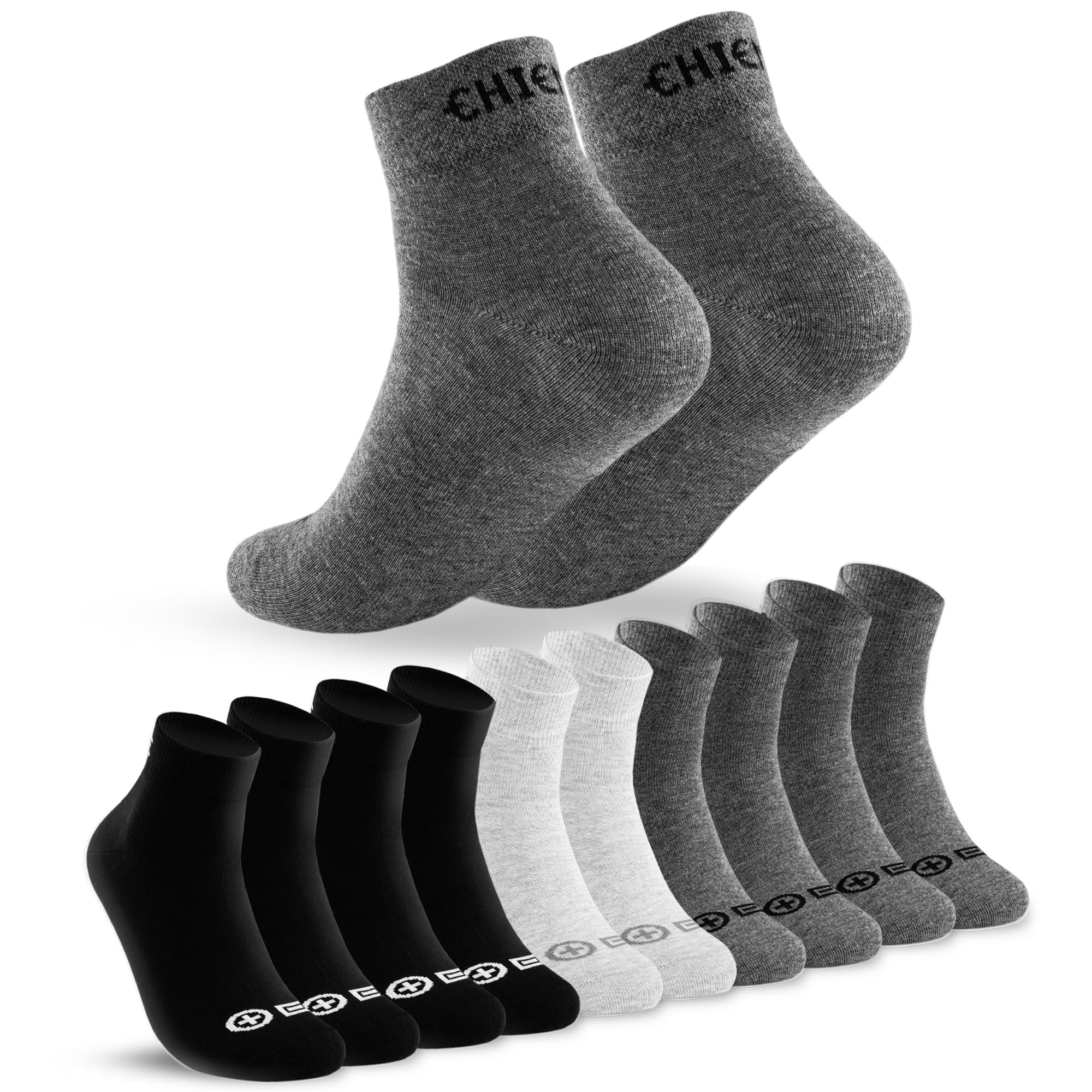 Chiemsee Quartersocken in anthrazit grau und schwarz 10er Packung