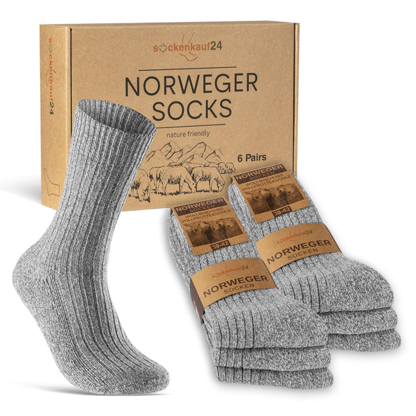 6 Paar Norweger Winter Wollsocken Damen und Herren (70301T)