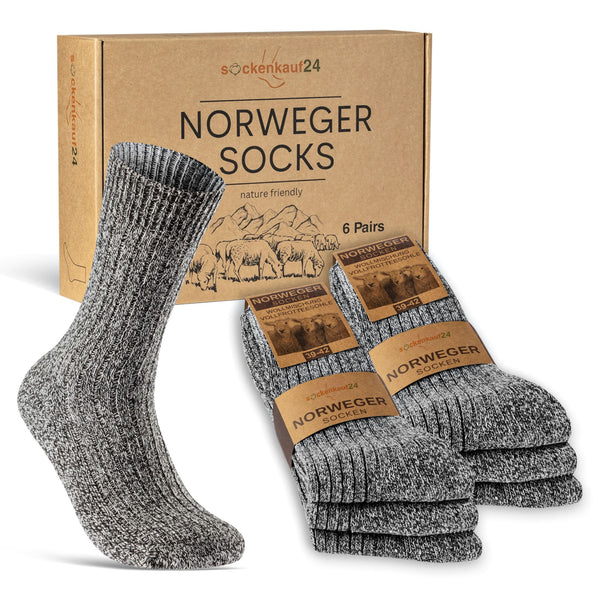 6 Paar Norweger Winter Wollsocken Damen und Herren (70301T)