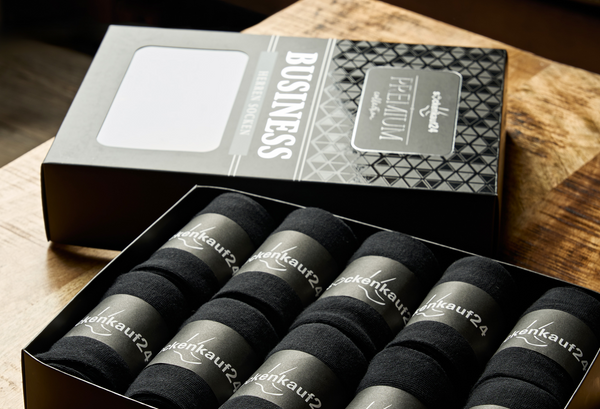 Premium Business Socken in Schwarz in edler Box