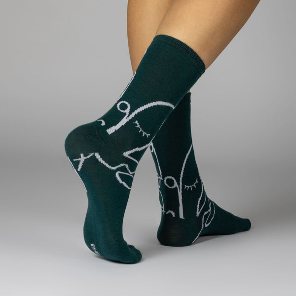 10 Paar Damen Socken Mehrfarbig Linien Baumwolle (34909)