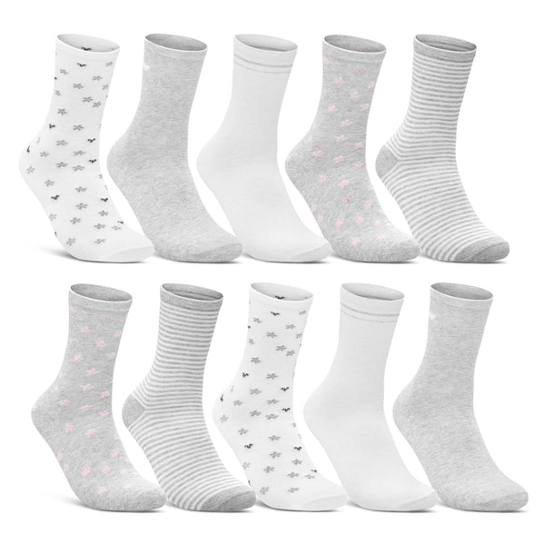 34911 Damen Socken Weiß Grau Mix