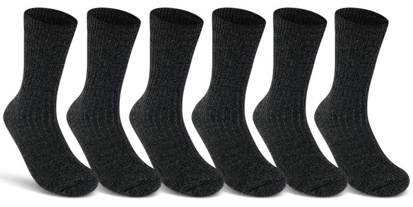 6 Paar Norweger Socken mit Wolle Damen & Herren Wintersocken Anthrazit (10500)