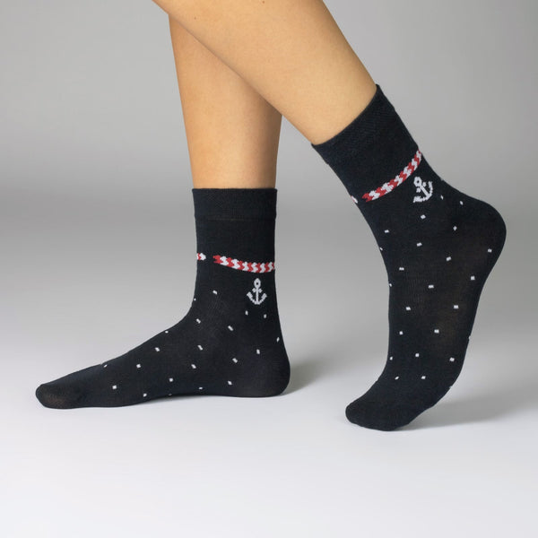10 Paar Damen Socken Mehrfarbig Streifen Punkte Maritim Baumwolle (34857)