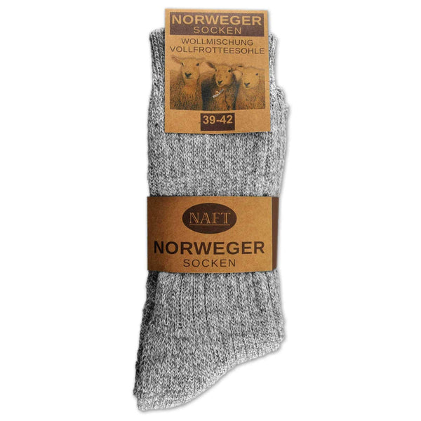 6 Paar Norweger Socken mit Wolle Damen & Herren Wintersocken Grau (10500)